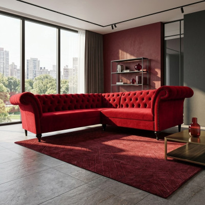 Designer Red Chesterfield Corner Sofa Modern Corner Couch Designer Furniture