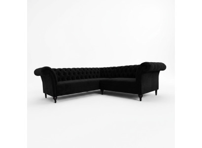 Black Chesterfield Luxury L-Shaped Couch