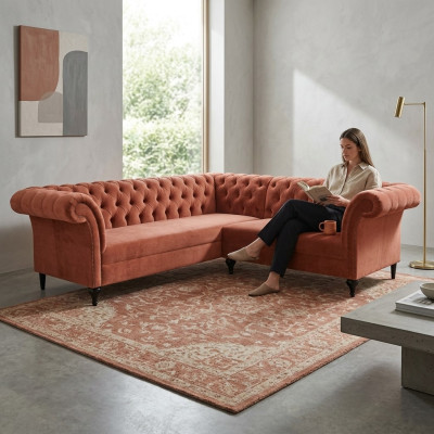 Chesterfield corner sofa corner couch designer sofa couch velvet leather sofa