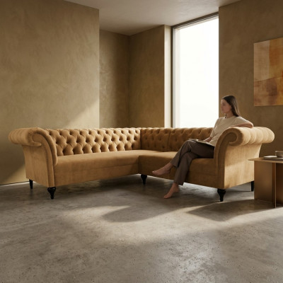 Chesterfield corner sofa corner couch modern designer sofa couch velvet leather sofa