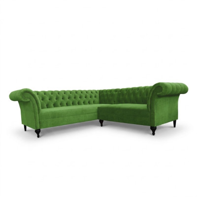 Green Stylish Corner Sofa Chesterfield Couch L-Shape Designer Sofas Upholstered Furniture