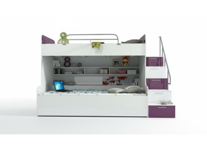 Bunk Bed Loft Bed Bed Children's Bed Youth Bed High Bed New Violet/White