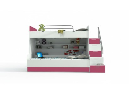 Bunk Bed Loft Bed Bed Children's Bed Youth Bed High Bed B003 Pink/White