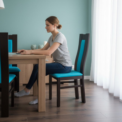 Solid wood chair wood designer blue chair dining chair modern decorative