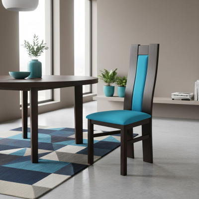 Solid wood chair wood designer blue chair dining chair modern decorative