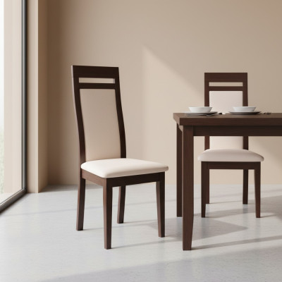 Solid wood chair modern designer beige dining chair long decorative