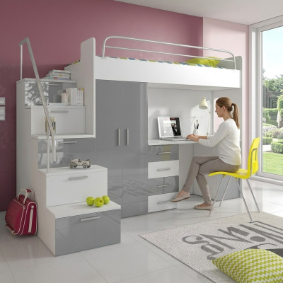 Youth bed complete bedroom design children's bed beds wardrobe table GREY