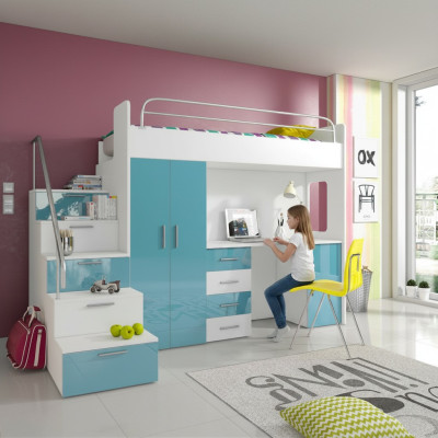 Bunk bed loft bed double bed youth bed beds with wardrobe table new