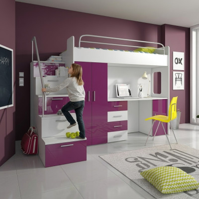 Bunk bed loft bed double bed youth bed beds with wardrobe table RAJ4