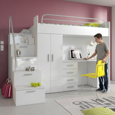 Bunk bed loft bed double bed youth bed beds with wardrobe table RAJ4w