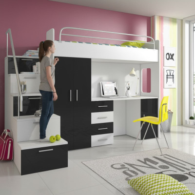 Bunk bed double bed youth bed beds with wardrobe table new!