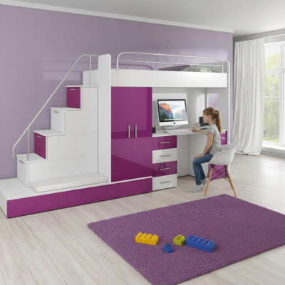 Bunk bed loft bed youth room bed wardrobe closet desk