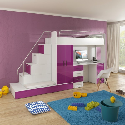 Bunk bed loft bed youth room bed wardrobe closet desk