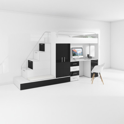 Youth room bed, bunk bed, loft bed, desk, wardrobe RAJ 5S