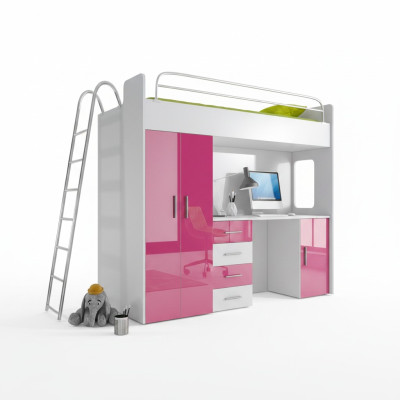 Exquisite bunk bed + desk + wardrobe modern style for your baby made from wood
