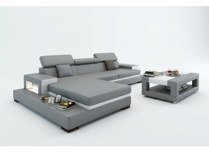 Corner sofa upholstered couch sofa living landscape set seat corner textile leather