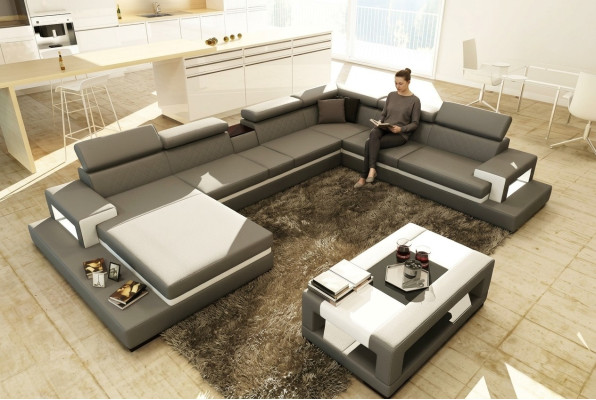 Leather sofa sofa corner sofa U shape couch living landscape designer seat corner