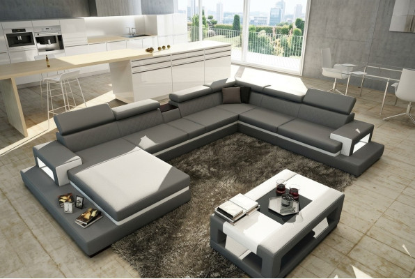 Leather sofa sofa corner sofa U shape couch living landscape designer seat corner