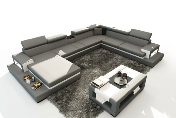 Leather sofa sofa corner sofa U shape couch living landscape designer seat corner