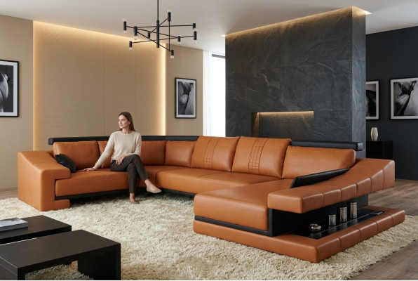Leather sofa living area XXL corner sofa big sofa couch set designer sofa PHM105