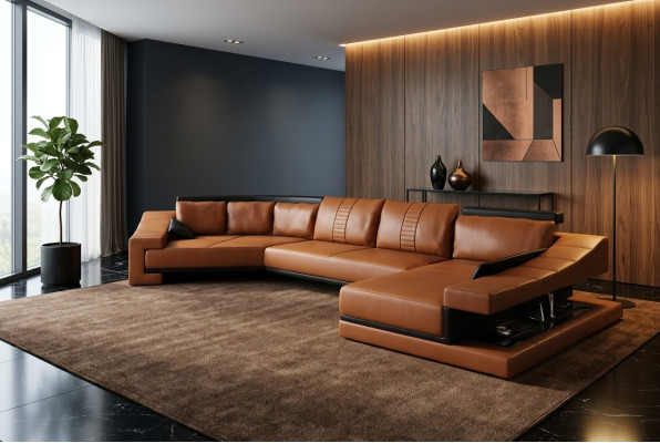 Leather sofa living area XXL corner sofa big sofa couch set designer sofa PHM105
