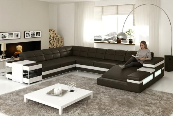 Leather sofa couch upholstery corner living landscape corner sofa design leather PH3006 new