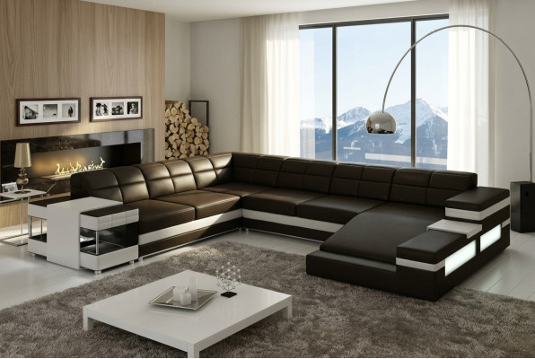 Leather sofa couch upholstery corner living landscape corner sofa design leather PH3006 new
