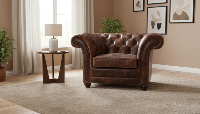 Chesterfield Sofa Couch Upholstery 1-Seater Armchair Sofas Design Upholstery Leather New