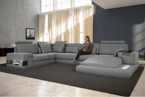Leather design sofa couch upholstery corner sofa suite living landscape corner sofa XXL CORNER