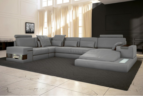 Leather design sofa couch upholstery corner sofa suite living landscape corner sofa XXL CORNER