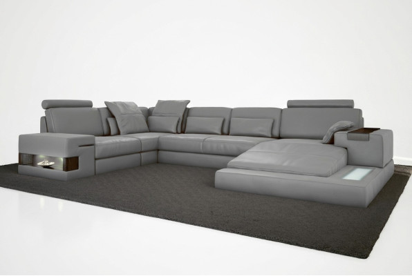 Leather design sofa couch upholstery corner sofa suite living landscape corner sofa XXL CORNER