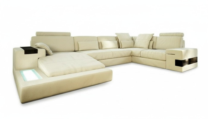 Leather Sofa Designer Sofa U-Shape Living Landscape Couch Upholstered Corner Sofa Suite New