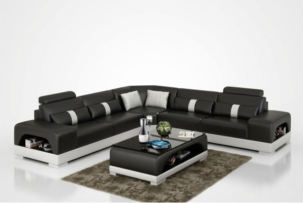 Designer living landscape corner sofa couch big L shape XXL seating suite Sandberg