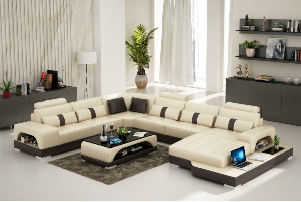 Leather U-Shape Living Landscape Couch Big XXL Sofa Upholstery Corner Set Corner Senden
