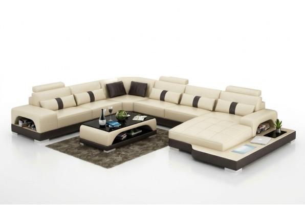Leather U-Shape Living Landscape Couch Big XXL Sofa Upholstery Corner Set Corner Senden