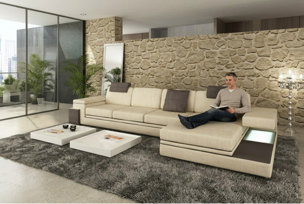 Design leather sofa couch upholstery living area set corner textile