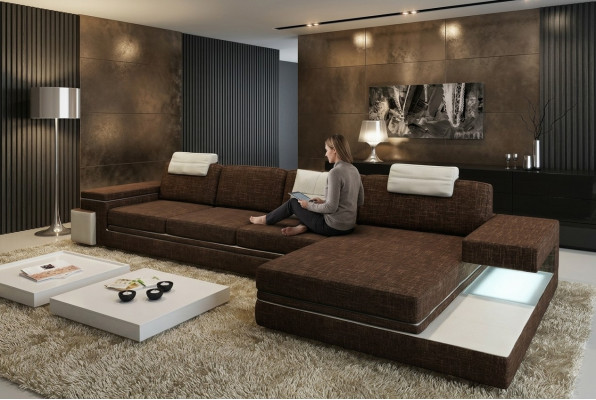 Design leather sofa couch upholstery decor living landscape corner suite corner