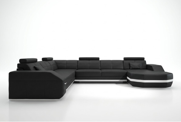 Leather sofa corner sofa living landscape corner sofa corner couch upholstery seating corner Wyen B/W new