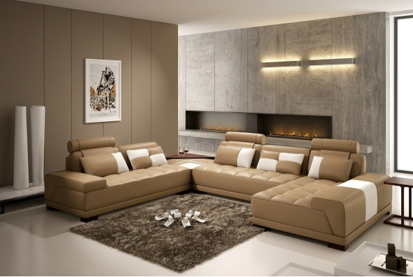 Leather sofa couch upholstery seat corner living landscape couch corner set PH376 beige