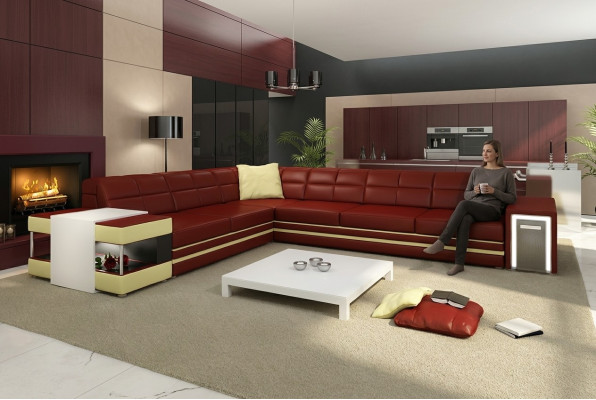 Designer sofa corner sofa couch leather sofa upholstery seat corner set +light new PH3026