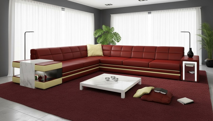 Designer sofa corner sofa couch leather sofa upholstery seat corner set +light new PH3026