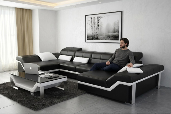 Leather sofa couch living landscape corner sofa set design modern sofa K5007C