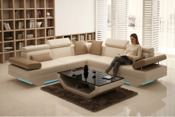 Leather sofa couch living area corner sofa set design modern sofa K5009B
