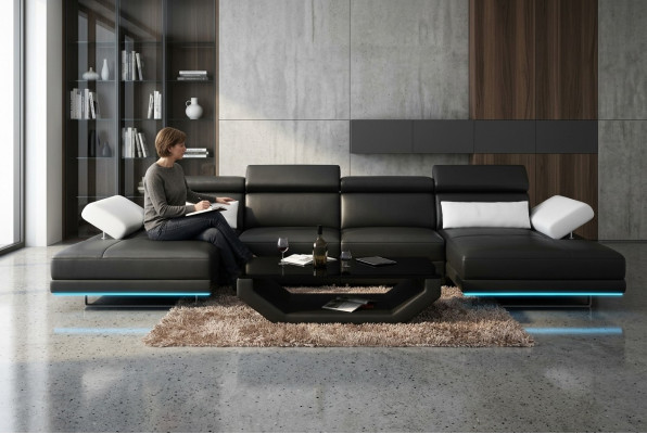 Leather sofa, sofa, couch, living landscape, corner sofa, modern suite, decor, design