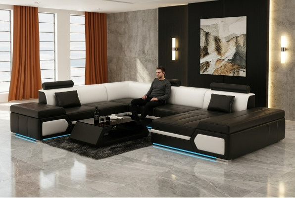 Leather sofa couch living room landscape corner sofa set design modern sofa K5013