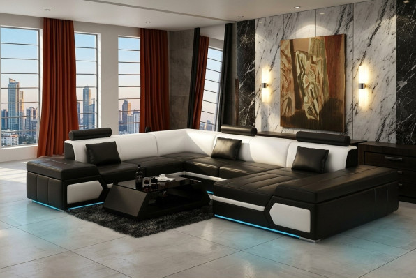 Leather sofa couch living room landscape corner sofa set design modern sofa K5013
