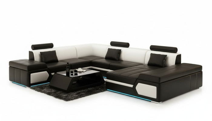 Leather sofa couch living room landscape corner sofa set design modern sofa K5013