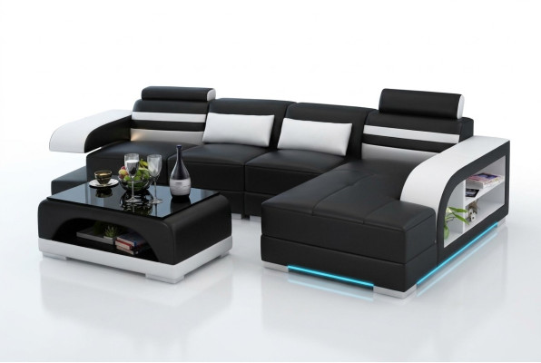 Leather Sofa Couch Living Landscape Corner Sofa Corner Suite Design Modern Sofa G8033C