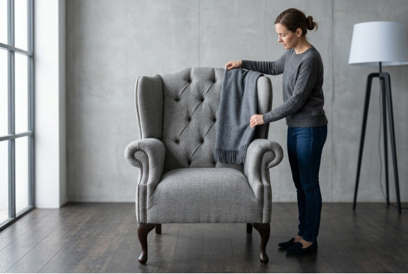 Wingback armchair armchair TV design upholstered sofa couch Chesterfield textile new 345