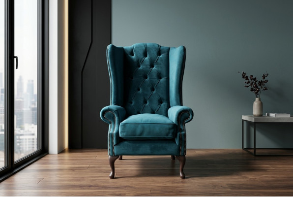 Wingback chair, armchair, TV design, upholstered sofa, couch, Chesterfield, textile, new 347